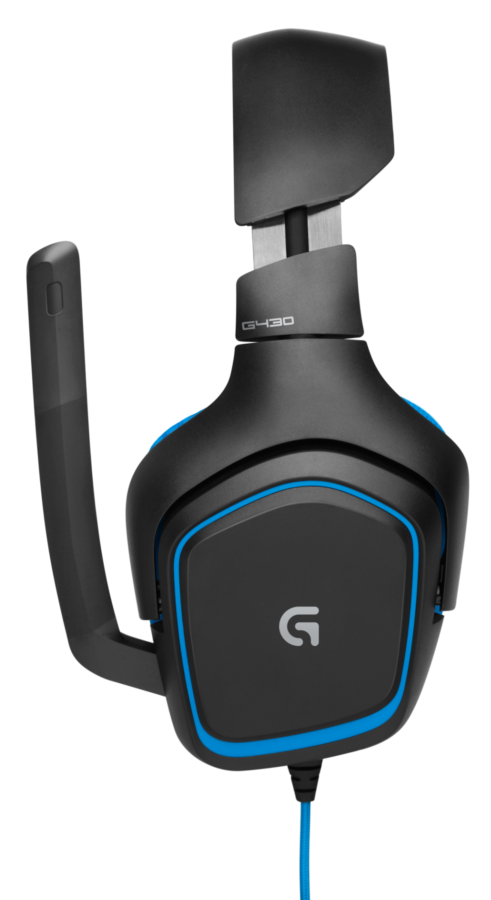 Auriculares gaming - Logitech G430, Sonido Dolby 7.1, Micrófono, Azul