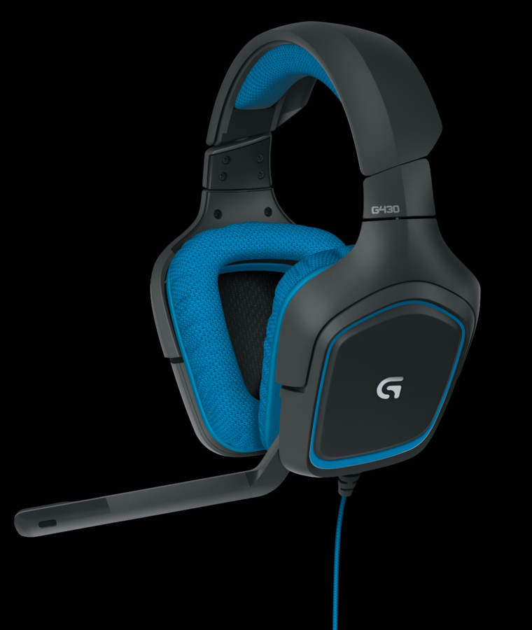 Auriculares gaming - Logitech G430, Sonido Dolby 7.1, Micrófono, Azul