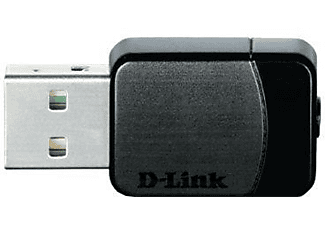 Adaptador Wi-Fi USB - D-link DWA-171, Velocidad transferencia 433 Mbps, USB 2.0, Doble Banda, 5 GHz, Negro