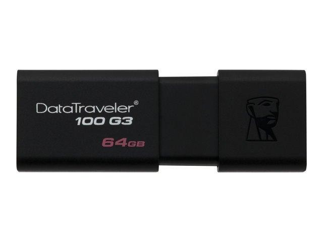 Memoria USB 64 GB - Kingston DataTraveler 100 G3, Unidad flash USB, 3.0,  Negro