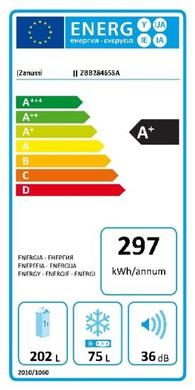 Frigorífico combi - ZANUSSI ZBB 28465 SA , Blanco, 177cm, Control electrónico interno