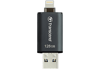 Pendrive de 128 GB - Transcend JetDrive Go 300, USB 3.1, Lightning, Negro