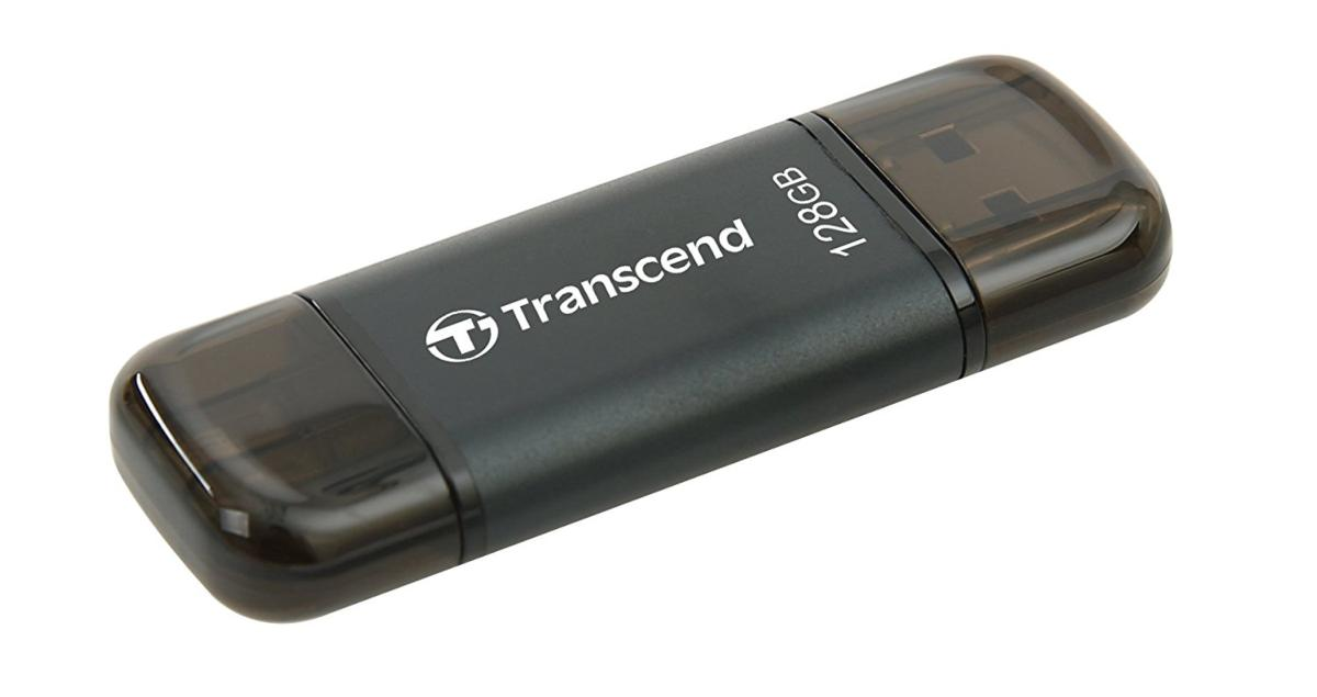 Pendrive de 128 GB - Transcend JetDrive Go 300, USB 3.1, Lightning, Negro