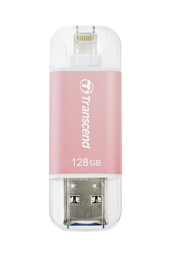 Pendrive de 128 GB - Transcend JetDrive Go 300, USB 3.1, Lightning, Rosa
