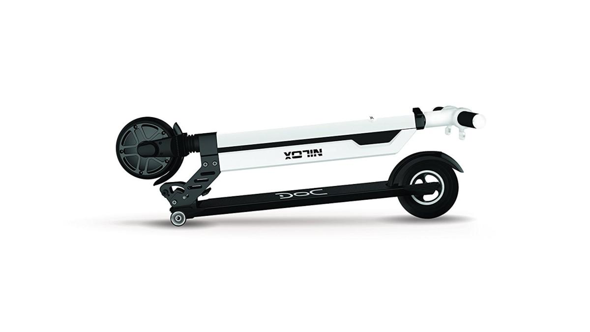 Patinete eléctrico - Nilox DOC AIR, 25 Km/h, 250 W, Autonomía 25 Km, Plegable, Blanco y negro