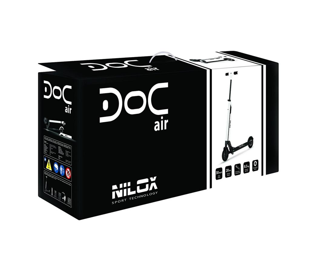 Patinete eléctrico - Nilox DOC AIR, 25 Km/h, 250 W, Autonomía 25 Km, Plegable, Blanco y negro
