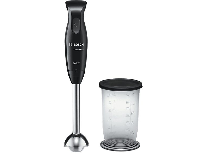 Batidora de mano - Bosch MSM2610B CleverMixx, 600 W, Cuchillas acero inoxidable, Libre de BPA, Vaso