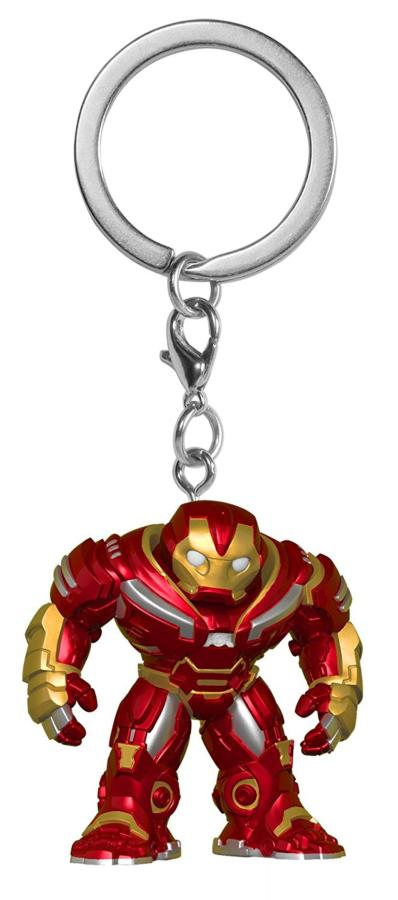 Llavero Iron Man Hulkbuster. Figura blindada roja y dorada con anilla plateada.