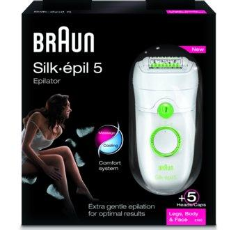 Depiladora - Braun XELLE 5580 WBOX Depilación de arranque con cabezal de masaje, Guante de frío