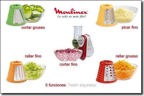 Rallador - Moulinex DJ755 FRESH EXPRESS PLUS Potencia 150W, Múltiples accesorios, Tamaño compacto