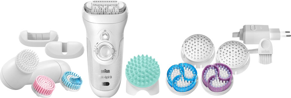 Depiladora - Braun Silk-épil 9 SkinSpa 9-969V, Seco y húmedo, 2 velocidades, 12 accesorios