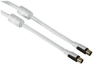 Cable Coaxial - Hama, 1.5m, 2xCoax, Blanco
