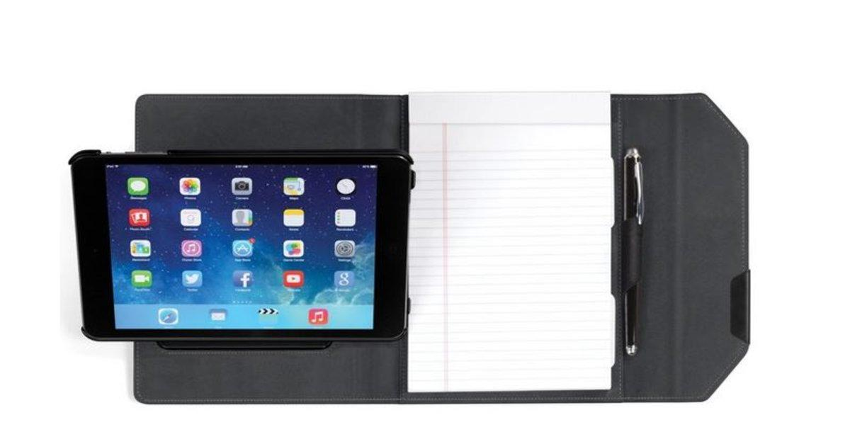 Funda para iPad Mini 1/2/3 - Funda Deluxe Fellowes, carcasa extraible, bloc de nota A6, negra