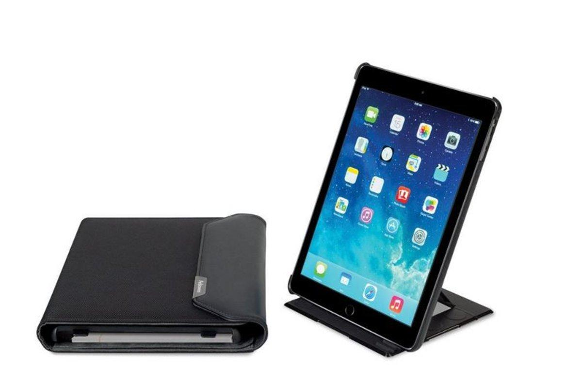 Funda para iPad Mini 1/2/3 - Funda Deluxe Fellowes, carcasa extraible, bloc de nota A6, negra