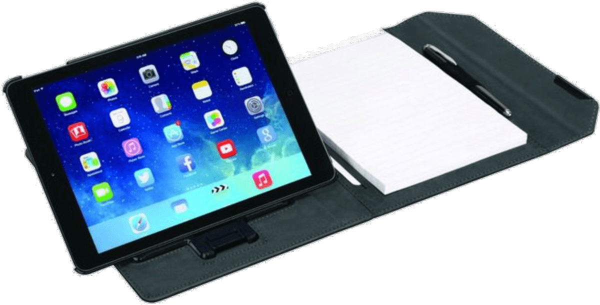 Funda para iPad Pro - Funda Deluxe Fellowes, carcasa extraible, bloc de notas, negra