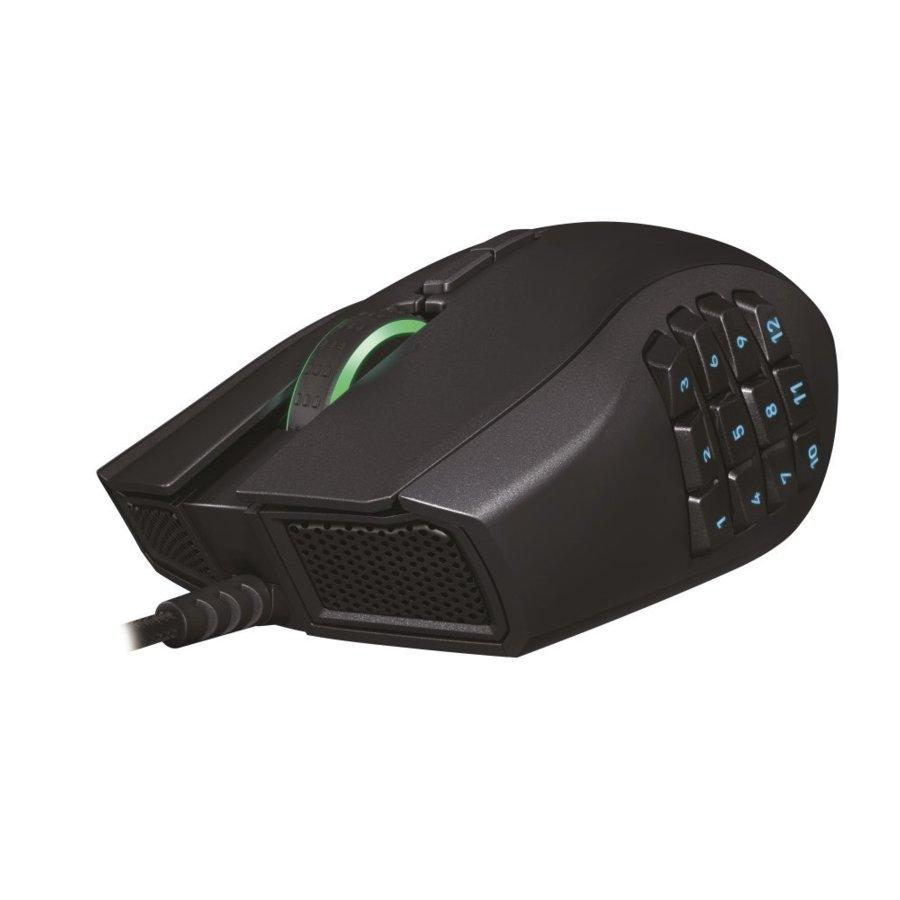 Ratón gaming - Razer NAGA CHROMA, 1600DPI, USB, Laser, mano derecha, Negro