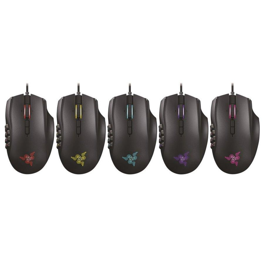 Ratón gaming - Razer NAGA CHROMA, 1600DPI, USB, Laser, mano derecha, Negro