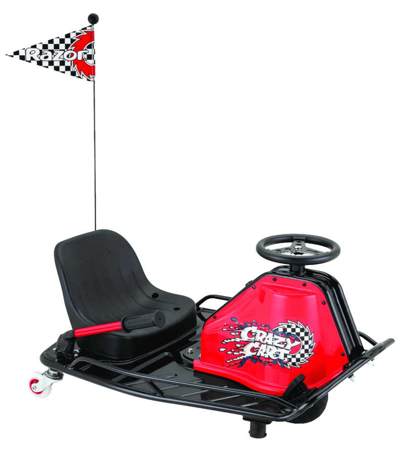 Kart eléctrico - Razor Crazy Cart, velocidad máxima 19 km/h, color rojo y negro