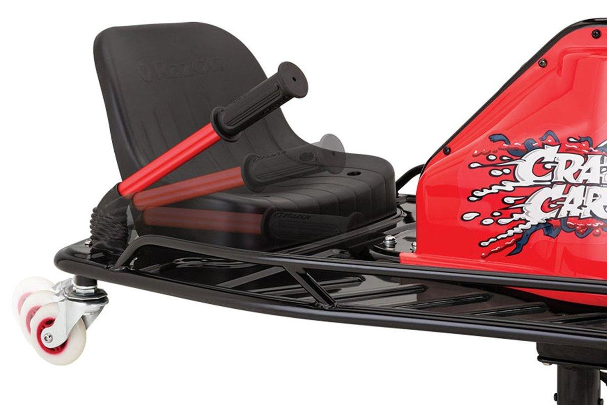 Kart eléctrico - Razor Crazy Cart, velocidad máxima 19 km/h, color rojo y negro