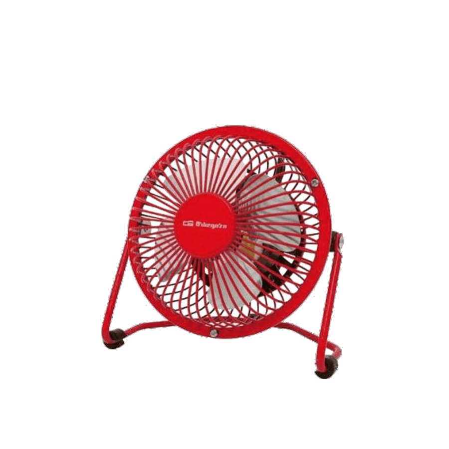 Mini Ventilador de sobremesa - Orbegozo PW 1021, USB, Rojo