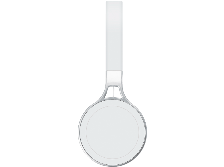 Apple AirTag blanco. La etiqueta es circular con cuerpo blanco y anillo metálico plateado.