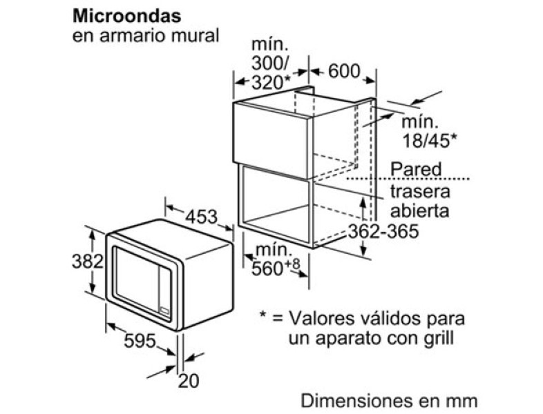 Microondas integrable - Bosch HMT72G650 Inox, 18L, 60cm de Ancho