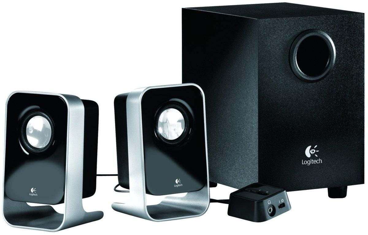 Altavoces para PC - Logitech LS21, 2.1, mando a distancia con cable, color negro y plata