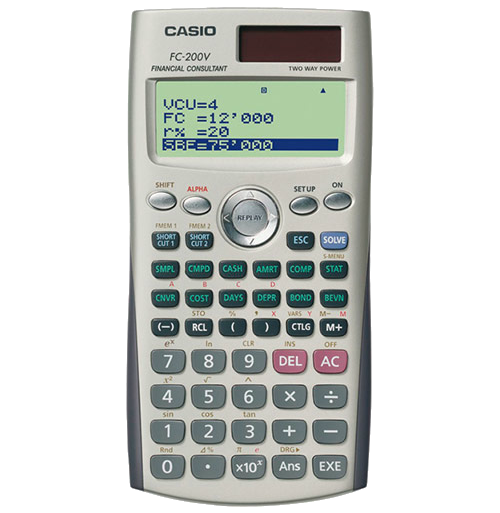 Calculadora - Casio FC-200V, Pantalla de 4 líneas, Memoria de cálculos