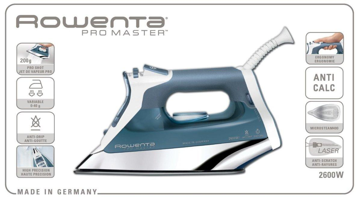 Plancha de vapor - Rowenta DW8110 Potencia 2600W, Golpe de vapor 200g/min, Suela MICROSTEAM 400
