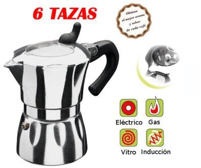 Cafetera tradicional - Jata CAA6 Color Acero, 6 Tazas, Estilo italiano tradicional