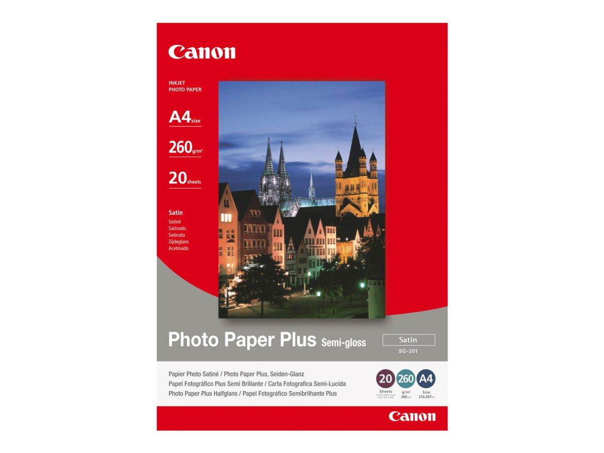 Canon Photo Paper Plus SG-201 - Papel fotográfico semisatinado - A4 (210 x 297 mm) - 260 g/m2 - 20
