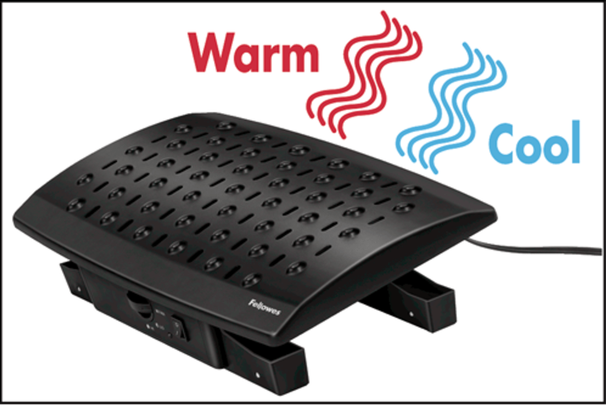 Reposapiés - Fellowes Climate, calefacción, efecto masaje, color negro