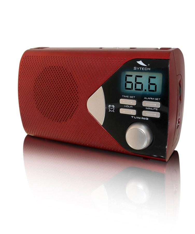 Radio portátil - Sytech SY.1647 Rojo, Radio AM/FM, reloj despertador