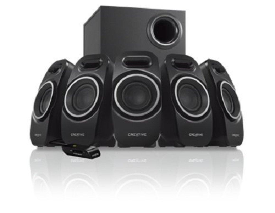 Altavoces para PC- Creative Labs A-550, 5.1, alámbrico, 37 vatios, subwoofer, negro