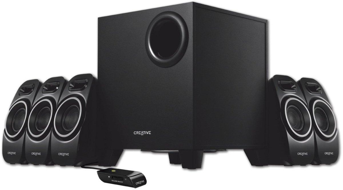 Altavoces para PC- Creative Labs A-550, 5.1, alámbrico, 37 vatios, subwoofer, negro