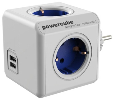 Regleta - PowerCube BXPC1200 Azul, 4 tomas + USB