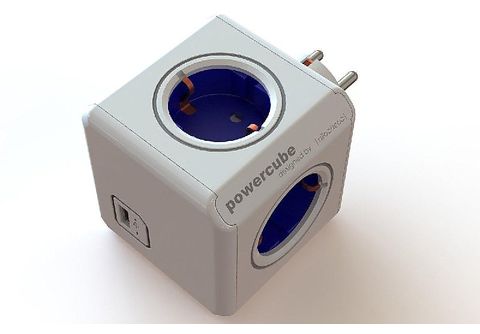 Regleta  PowerCube BXPC1200 Azul, 4 tomas + USB