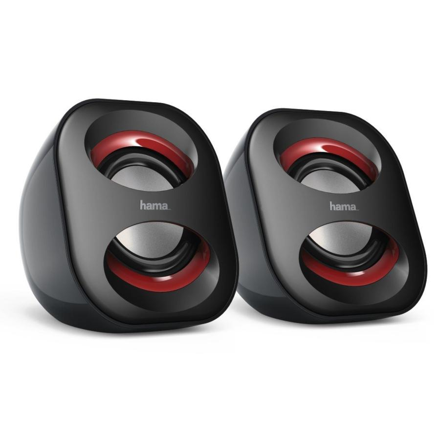 Altavoces PC - Hama Sonic Mobil 183, negro y rojo, 2.0 ch