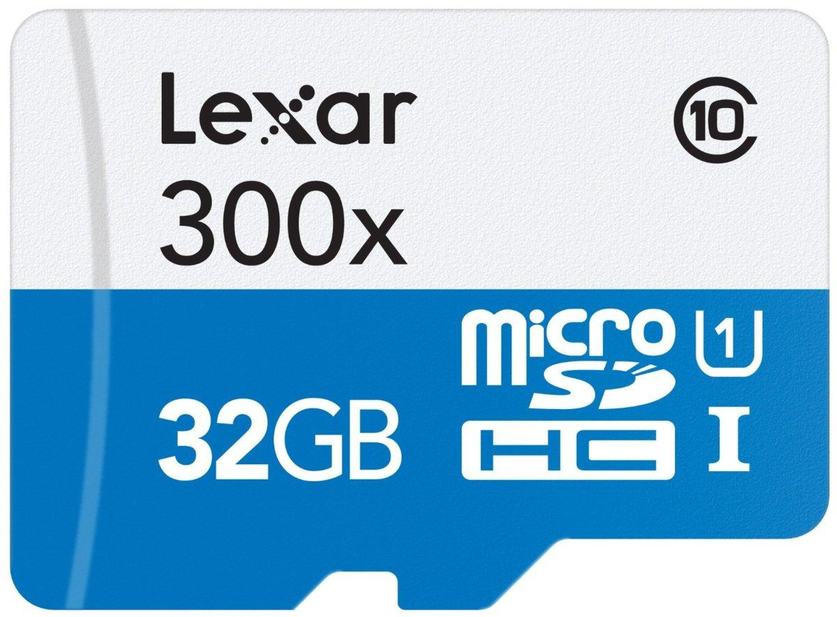 Tarjeta Micro SD - Lexar 32 GB, Clase 10 300x 45 MB/s, con Adaptador