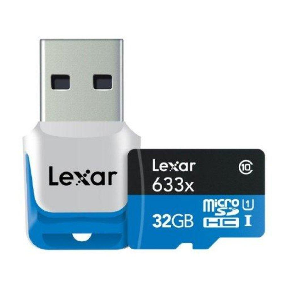 Tarjeta Micro SD - Lexar 32 GB, Clase 10 633x, 95 MB/s con lector USB 3.0