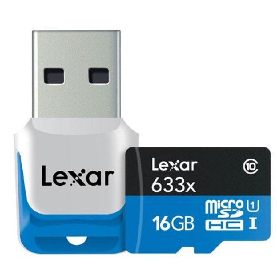 Tarjeta Micro SD - Lexar 16 GB, Clase 10 633x, 95 MB/s con lector USB 3.0