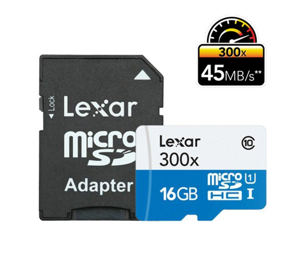 Tarjeta Micro SD - Lexar 16 GB, Clase 10 300x 45 MB/s
