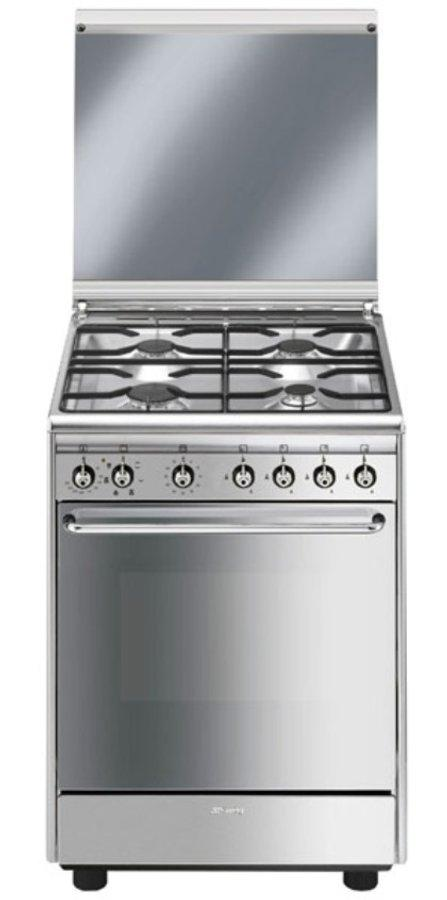 Cocina - Smeg CX60SV9 4 quemadores de gas, Encimera y horno eléctrico, Inox