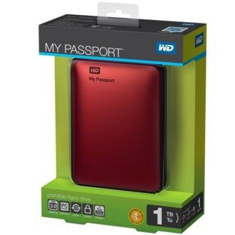 Disco duro de 500Gb - WD My Passport rojo, externo de 2.5" y USB 3.0
