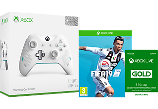 MICROSOFT Xbox One vezeték nélküli kontroller (Sport White) + Fifa 19