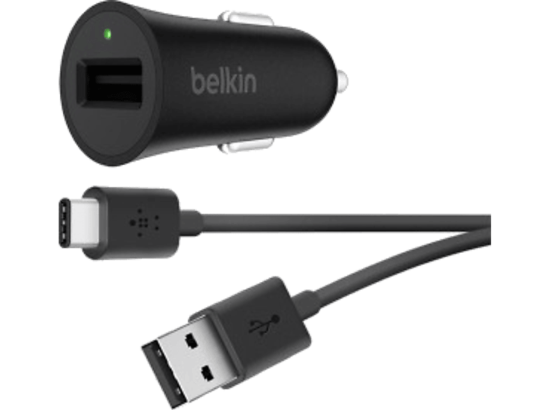 Cargador coche - Belkin 18W + cable USB-C, 1.2 m, Para USB A
