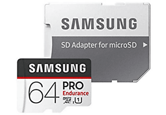 Tarjeta MicroSD 64 GB - Samsung Pro Endurance, 100 MB/s, Full HD - 4K, Clase 10, Grabación 30 MB/s, Blanco