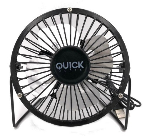 Mini ventilador de sobremesa - Quick Media Mini ventilador USB 4" (On&Off), 3 W, Plug and Play