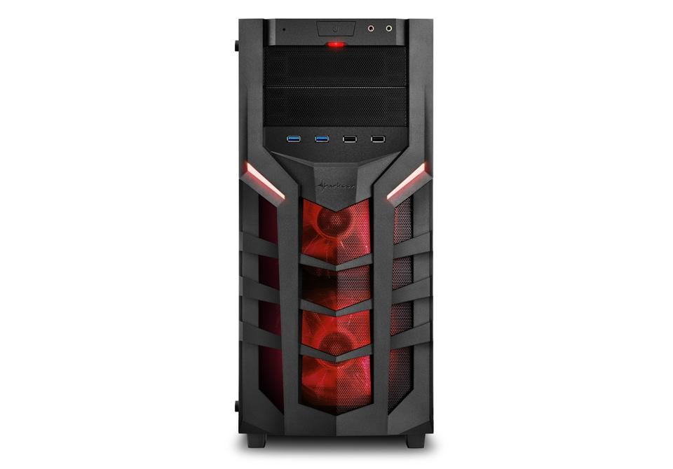 Caja de PC - Sharkoon DG7000-G, ATX Midi-Tower, 3 ventiladores, Iluminación, Rojo