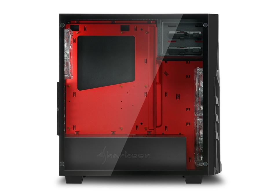 Caja de PC - Sharkoon DG7000-G, ATX Midi-Tower, 3 ventiladores, Iluminación, Rojo
